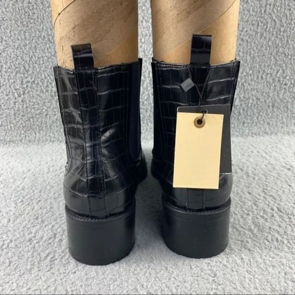 NEW zara bootie black leather ankle boots elastic GUSSET pull on womens 11 EU 42 - Picture 5 of 16